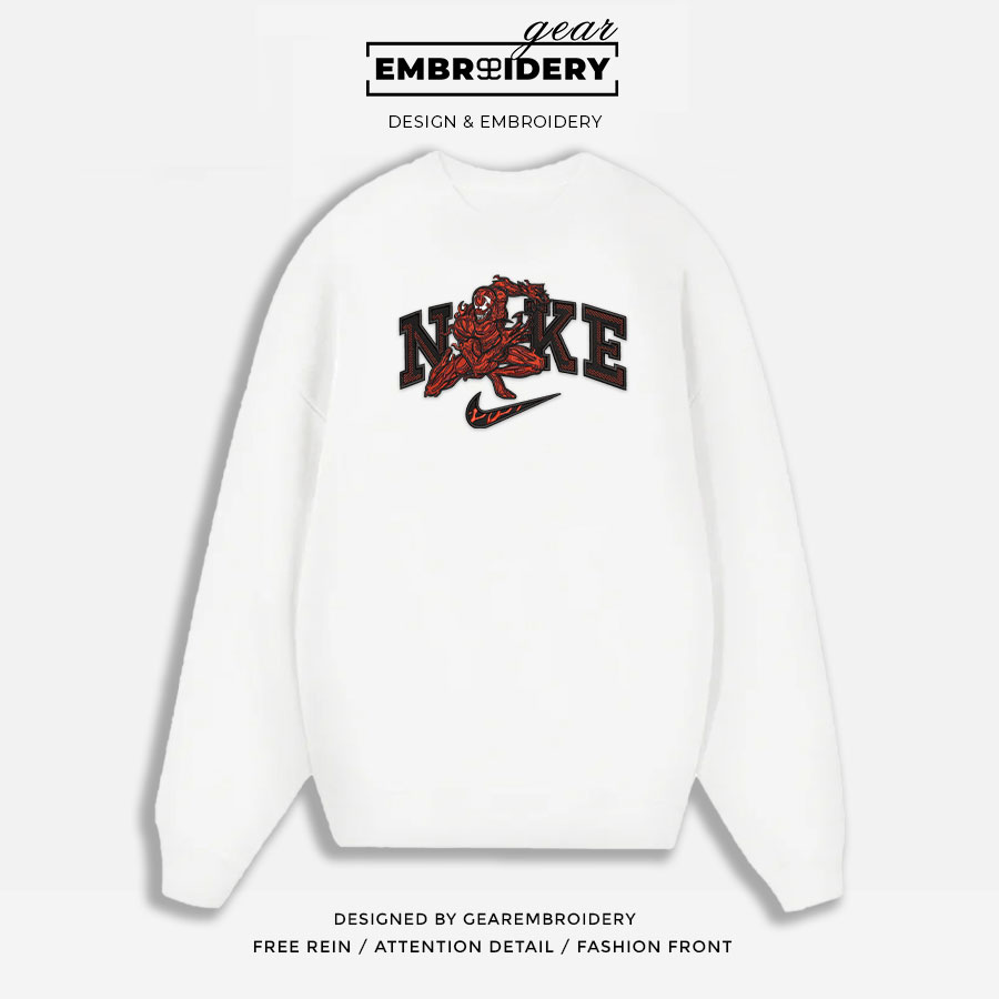 Carnage nike venom supervillian Embroidered Personalized Embroidered T Shirt Sweatshirt Hoodie Clothing SPH014