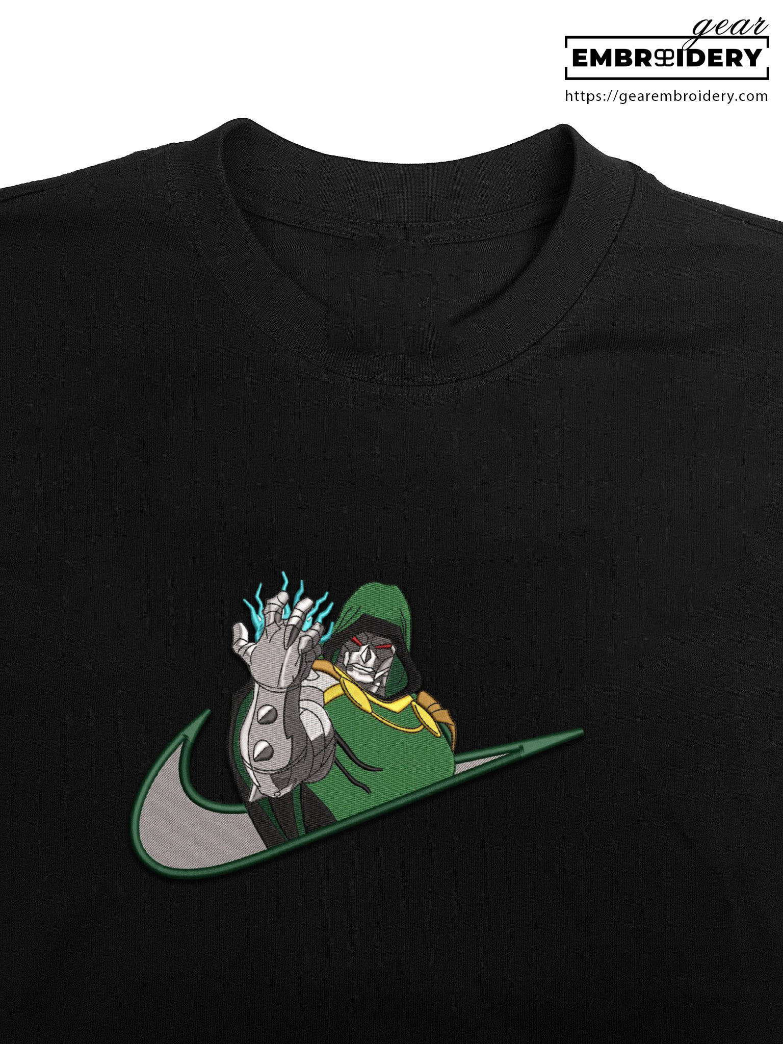 Dr doom swoosh dr doom supervillian Embroidered Personalized Embroidered T Shirt Sweatshirt Hoodie Clothing SPH020