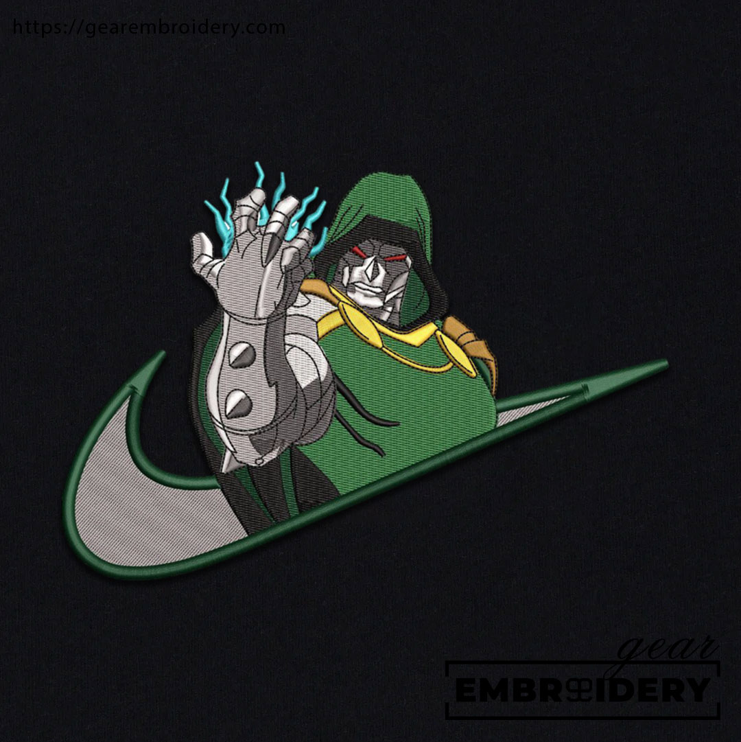 Dr doom swoosh dr doom supervillian Embroidered Personalized Embroidered T Shirt Sweatshirt Hoodie Clothing SPH020