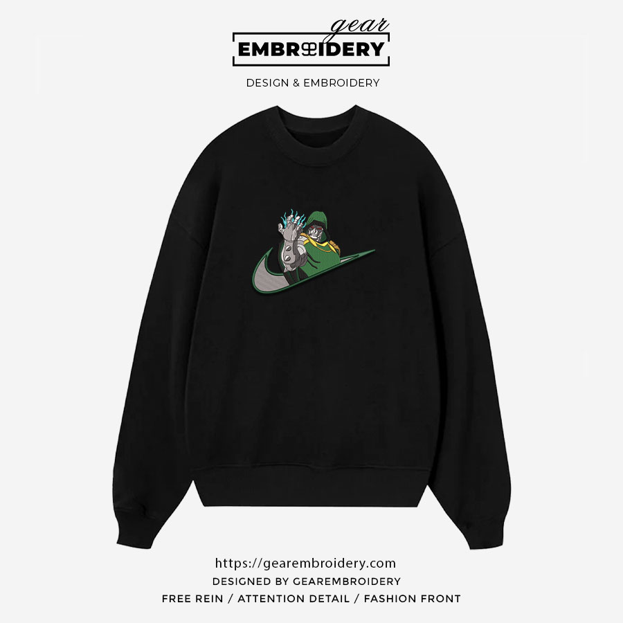 Dr doom swoosh dr doom supervillian Embroidered Personalized Embroidered T Shirt Sweatshirt Hoodie Clothing SPH020