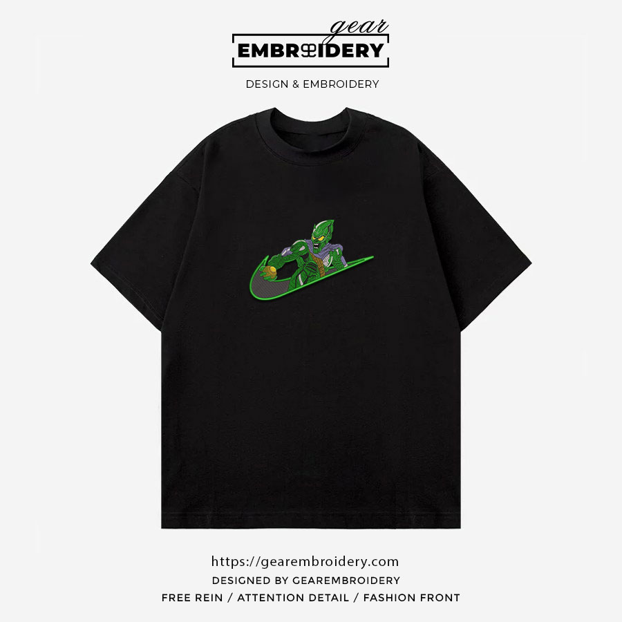 Green goblin swoosh spiderman supervillian Embroidered Personalized Embroidered T Shirt Sweatshirt Hoodie Clothing SPH025