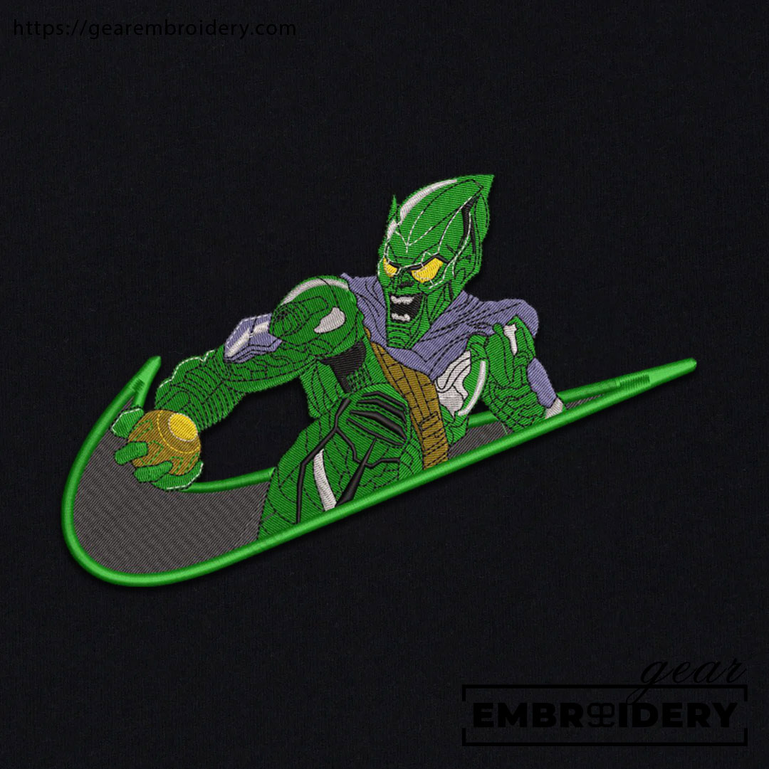 Green goblin swoosh spiderman supervillian Embroidered Personalized Embroidered T Shirt Sweatshirt Hoodie Clothing SPH025