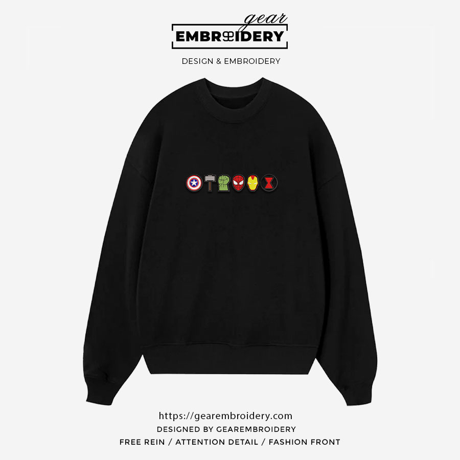 Heroes logo mini avengers superhero Embroidered Personalized Embroidered T Shirt Sweatshirt Hoodie Clothing SPH033