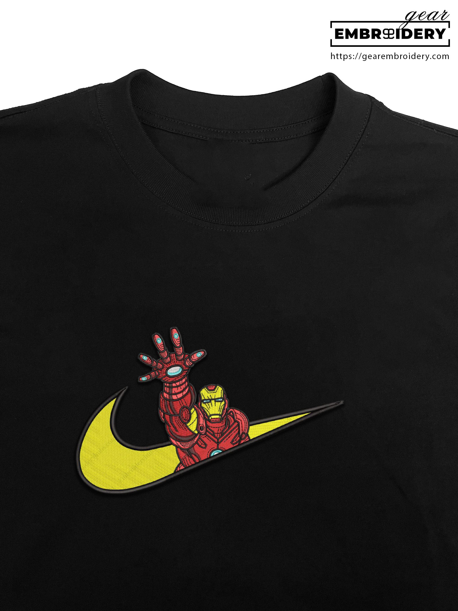 Iron man swoosh iron man superhero Embroidered Personalized Embroidered T Shirt Sweatshirt Hoodie Clothing SPH041