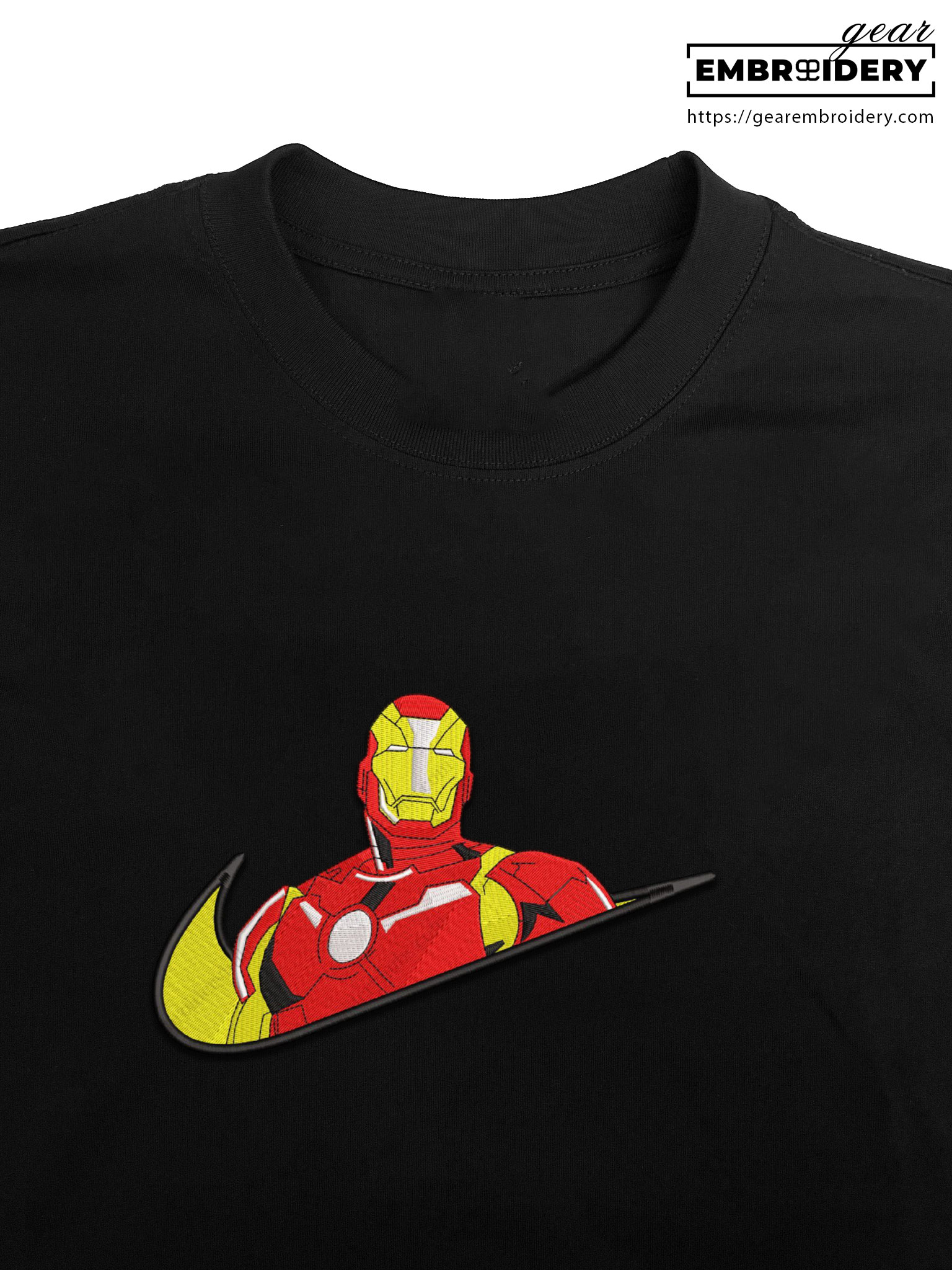 Iron man swoosh iron man superhero Embroidered Personalized Embroidered T Shirt Sweatshirt Hoodie Clothing SPH042