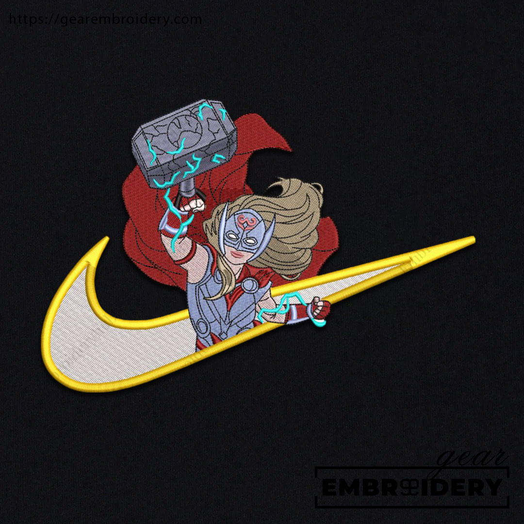 Jane foster swoosh thor superhero Embroidered Personalized Embroidered T Shirt Sweatshirt Hoodie Clothing SPH043
