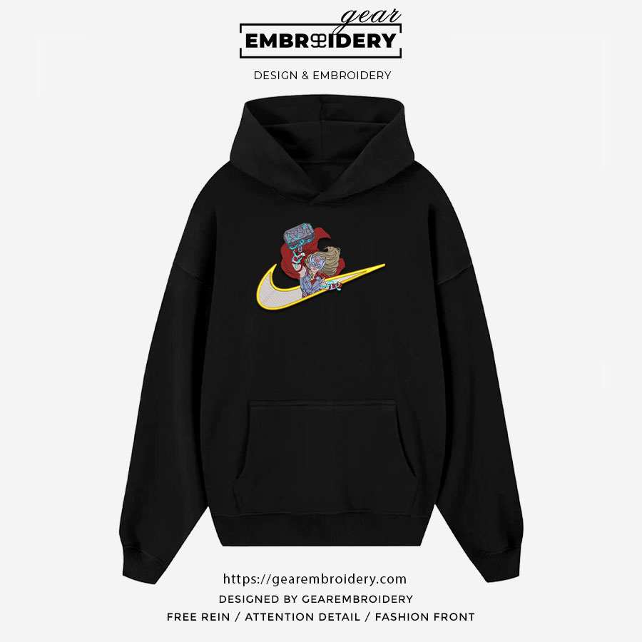 Jane foster swoosh thor superhero Embroidered Personalized Embroidered T Shirt Sweatshirt Hoodie Clothing SPH043