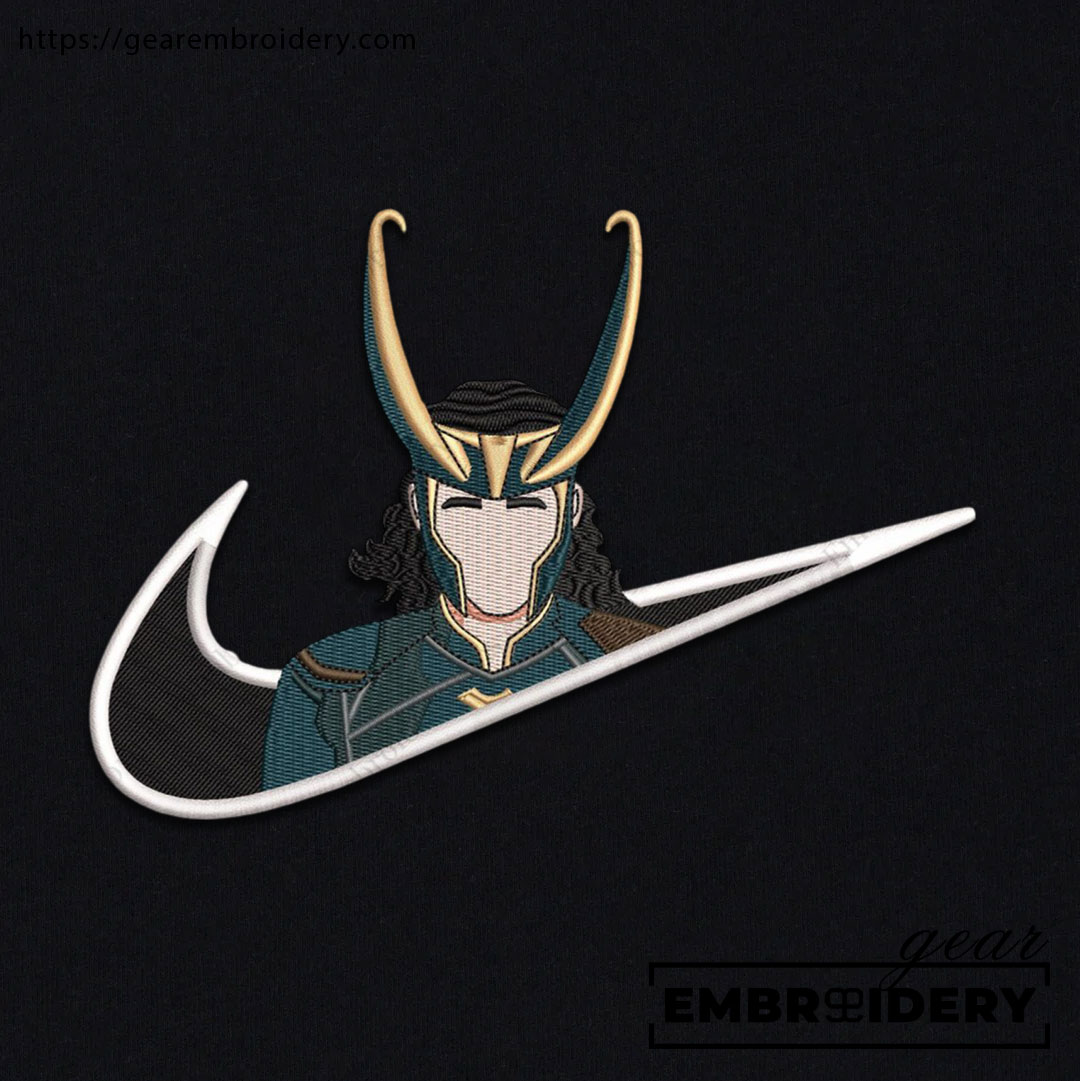 Loki swoosh loki superhero Embroidered Personalized Embroidered T Shirt Sweatshirt Hoodie Clothing SPH046