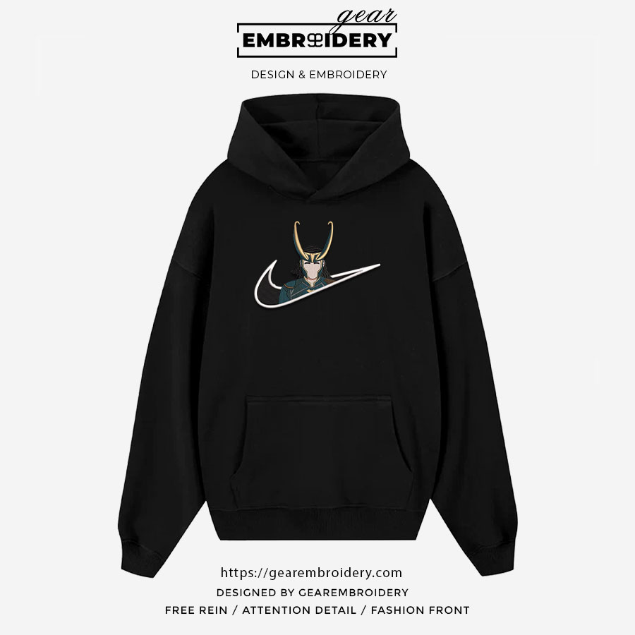 Loki swoosh loki superhero Embroidered Personalized Embroidered T Shirt Sweatshirt Hoodie Clothing SPH046