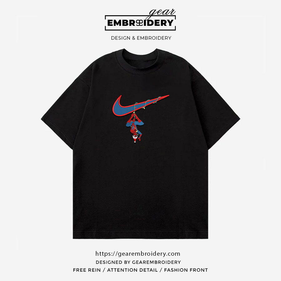 Spiderman christmas swoosh spiderman superhero Embroidered Personalized Embroidered T Shirt Sweatshirt Hoodie Clothing SPH054
