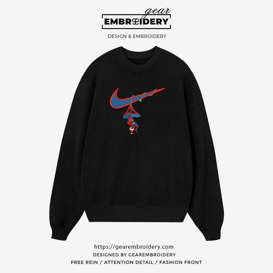 Spiderman christmas swoosh spiderman superhero Embroidered Personalized Embroidered T Shirt Sweatshirt Hoodie Clothing SPH054