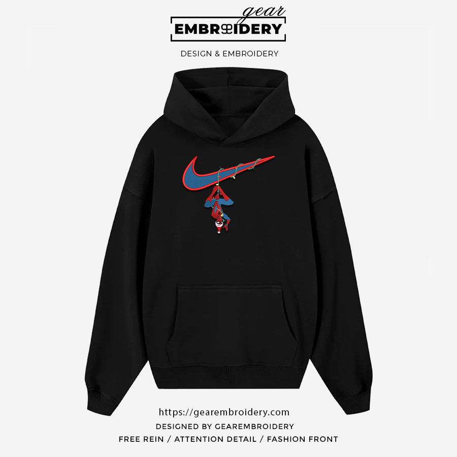 Spiderman christmas swoosh spiderman superhero Embroidered Personalized Embroidered T Shirt Sweatshirt Hoodie Clothing SPH054