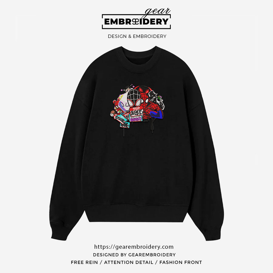 Spiderman multiverse spiderman superhero Embroidered Personalized Embroidered T Shirt Sweatshirt Hoodie Clothing SPH061