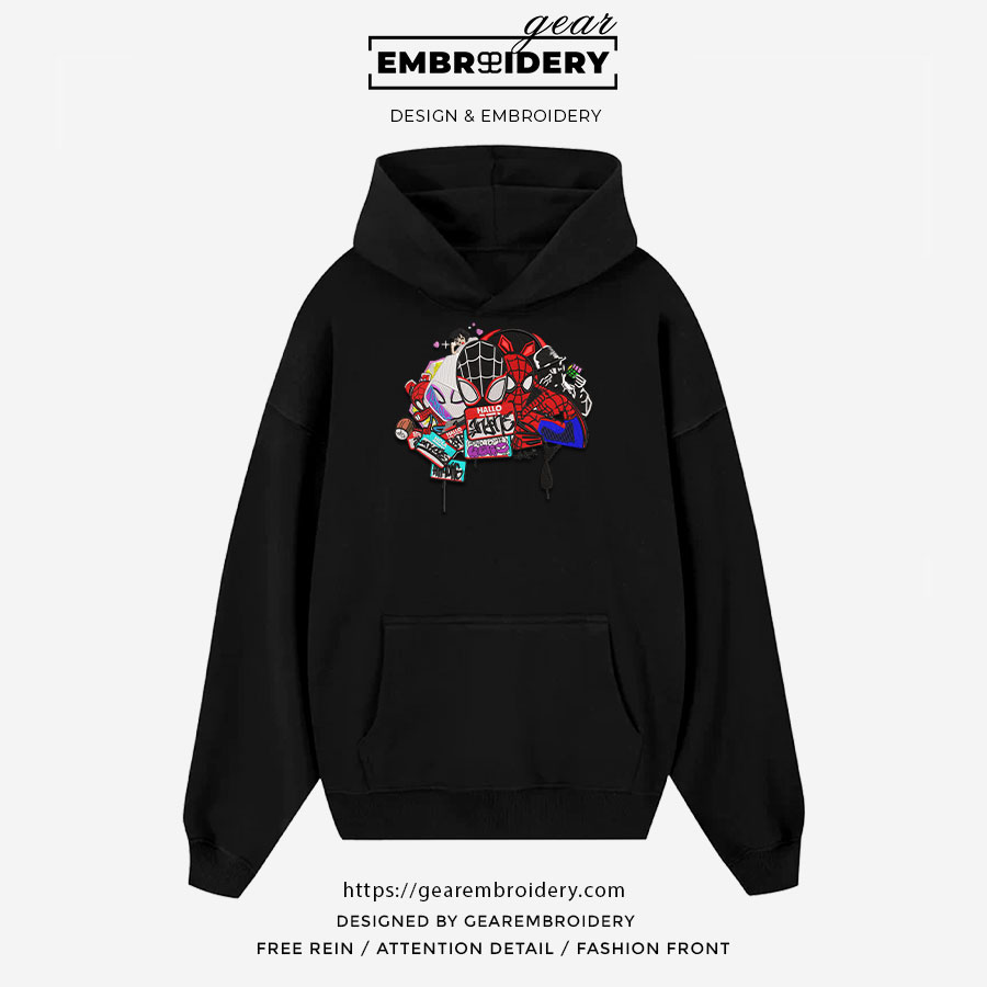 Spiderman multiverse spiderman superhero Embroidered Personalized Embroidered T Shirt Sweatshirt Hoodie Clothing SPH061
