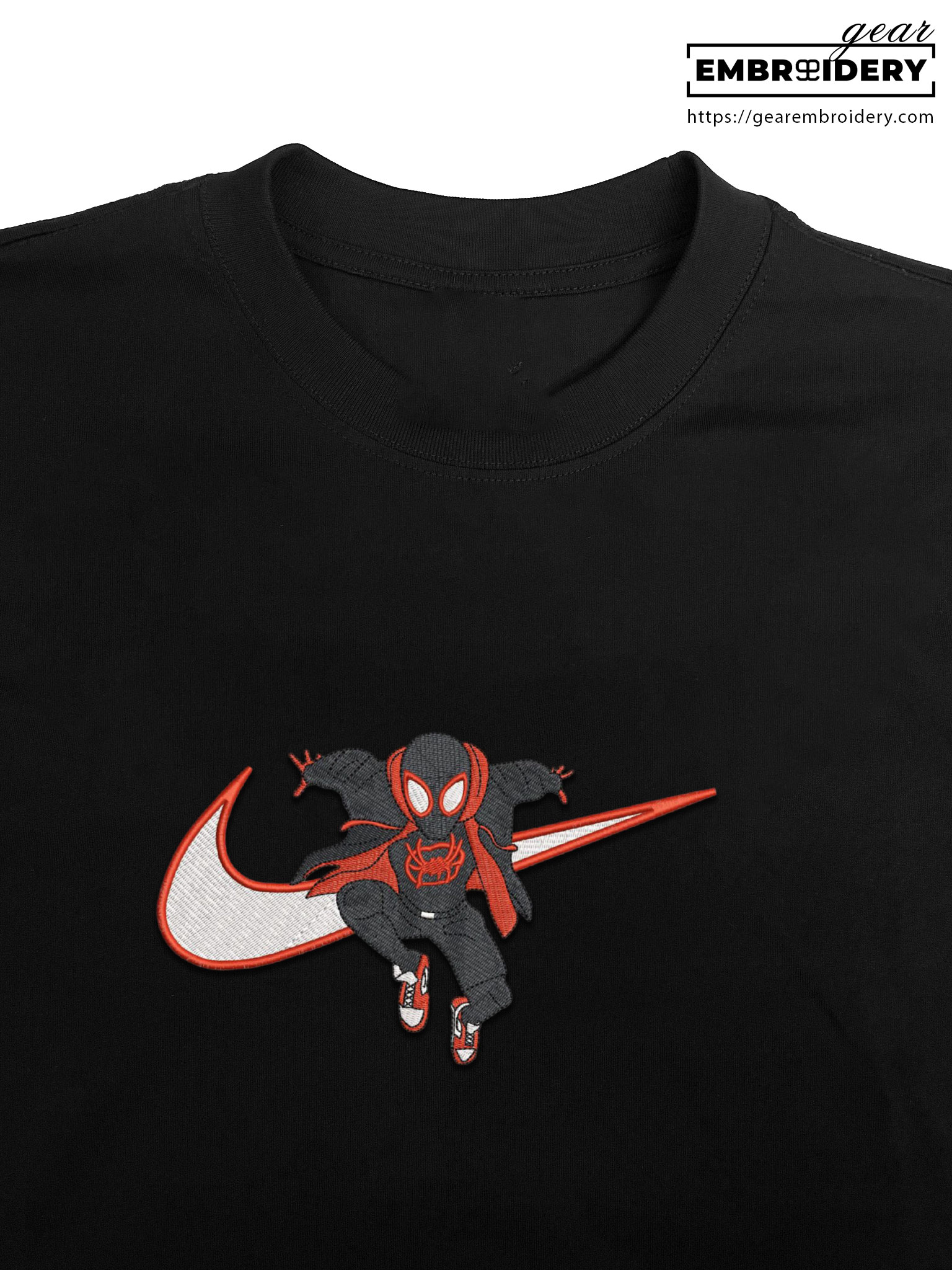Spiderman swoosh spiderman superhero Embroidered Personalized Embroidered T Shirt Sweatshirt Hoodie Clothing SPH065