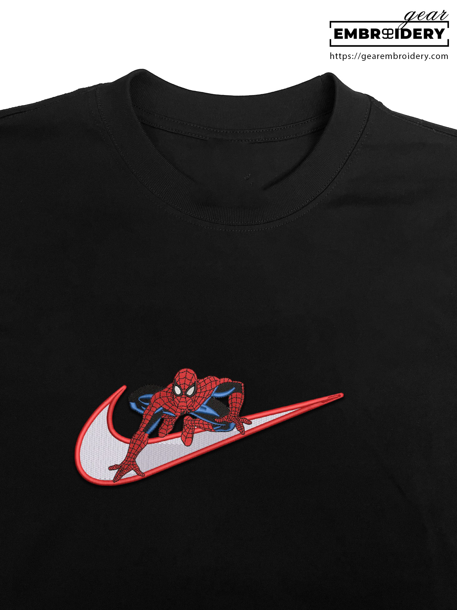Spiderman swoosh spiderman superhero Embroidered Personalized Embroidered T Shirt Sweatshirt Hoodie Clothing SPH066