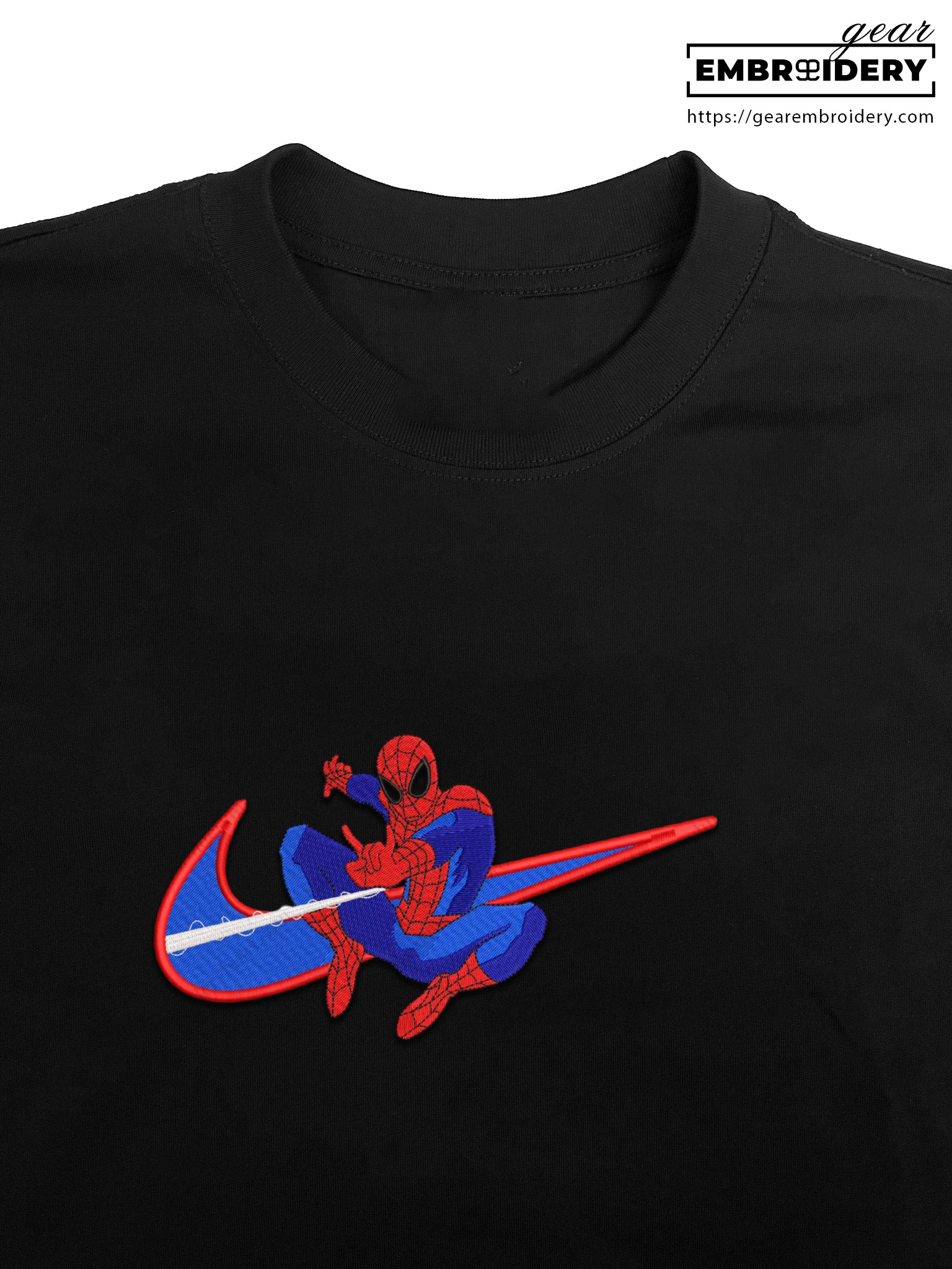 Spiderman swoosh spiderman superhero Embroidered Personalized Embroidered T Shirt Sweatshirt Hoodie Clothing SPH067