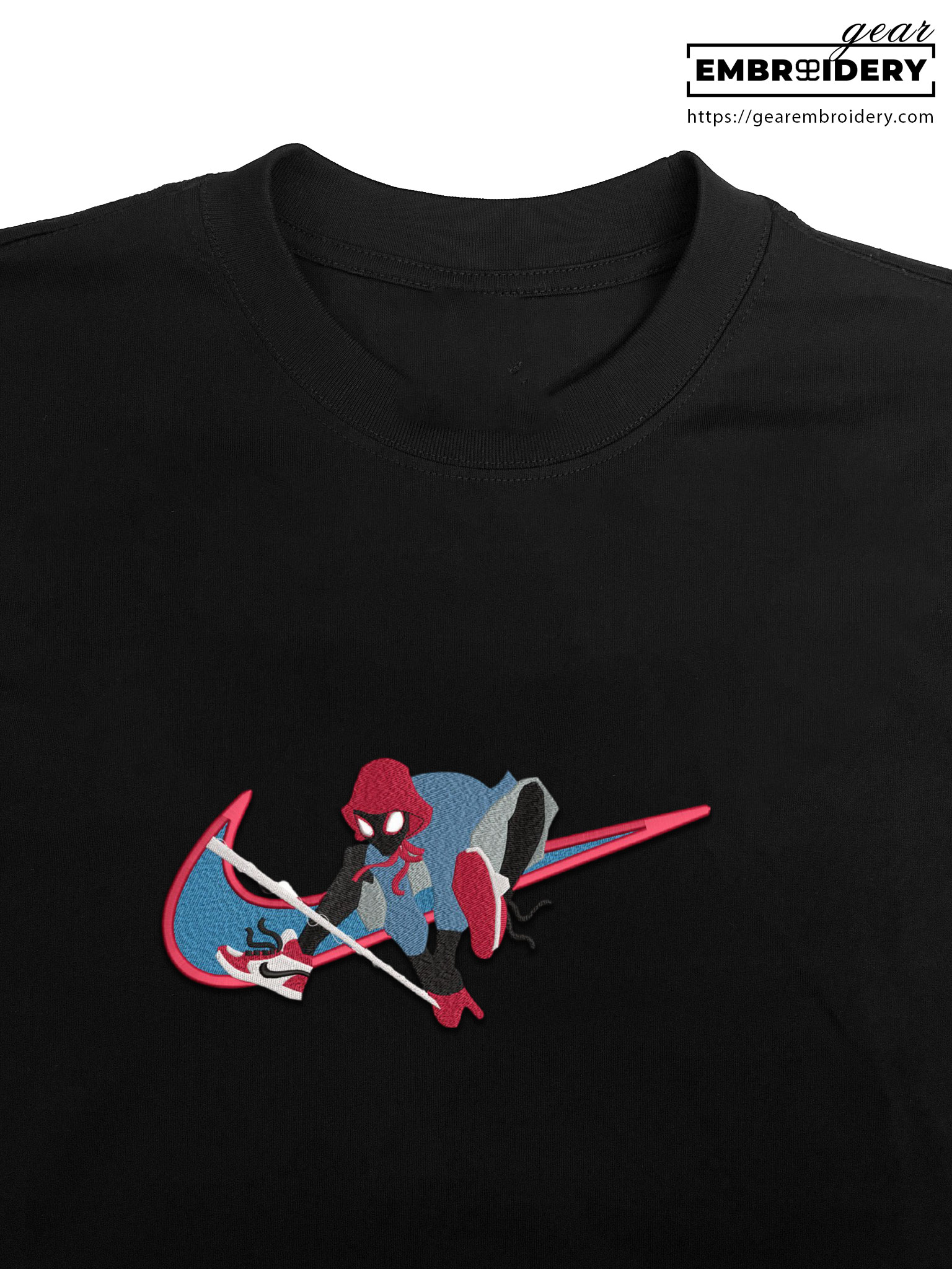 Spiderman swoosh spiderman superhero Embroidered Personalized Embroidered T Shirt Sweatshirt Hoodie Clothing SPH068