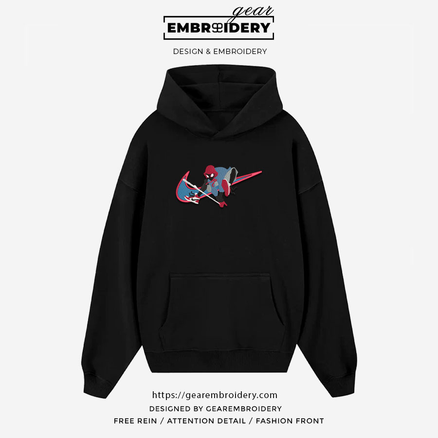 Spiderman swoosh spiderman superhero Embroidered Personalized Embroidered T Shirt Sweatshirt Hoodie Clothing SPH068