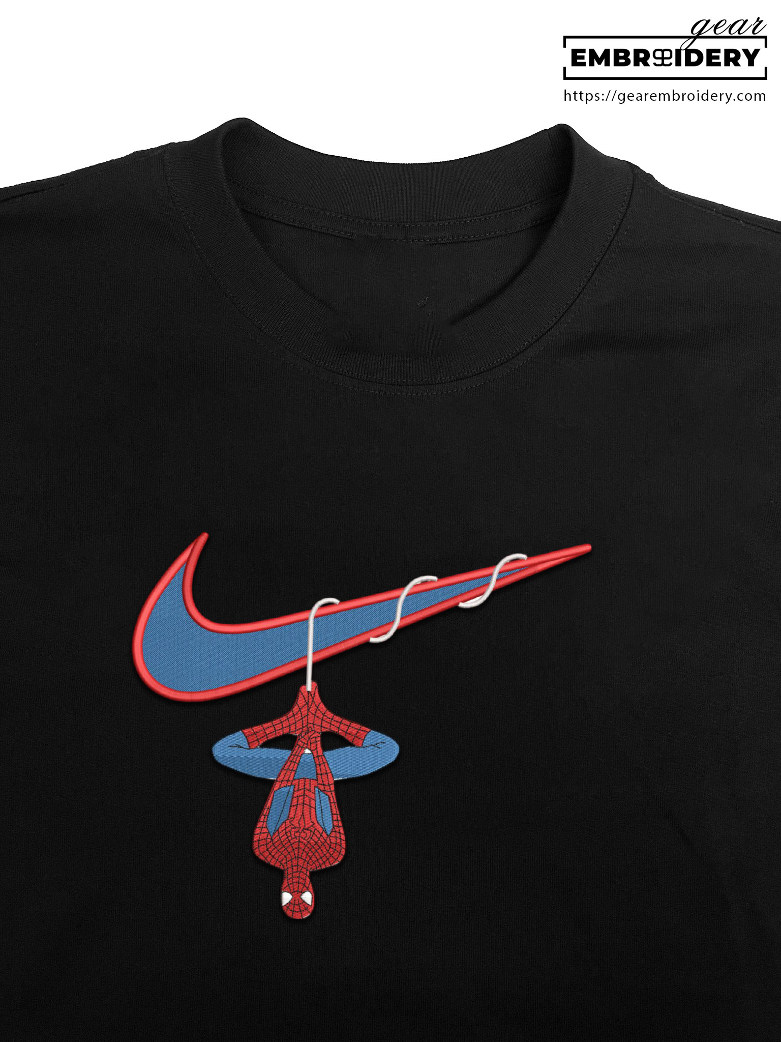 Spiderman swoosh spiderman superhero Embroidered Personalized Embroidered T Shirt Sweatshirt Hoodie Clothing SPH069