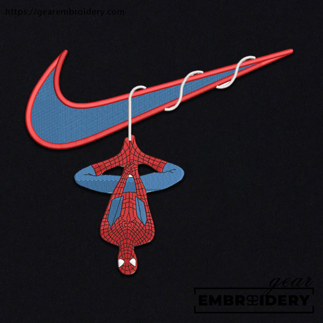 Spiderman swoosh spiderman superhero Embroidered Personalized Embroidered T Shirt Sweatshirt Hoodie Clothing SPH069