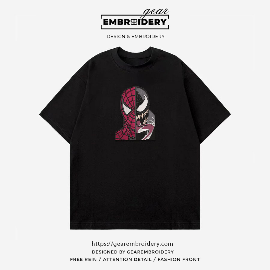 Spiderman x venom spiderman superhero Embroidered Personalized Embroidered T Shirt Sweatshirt Hoodie Clothing SPH071