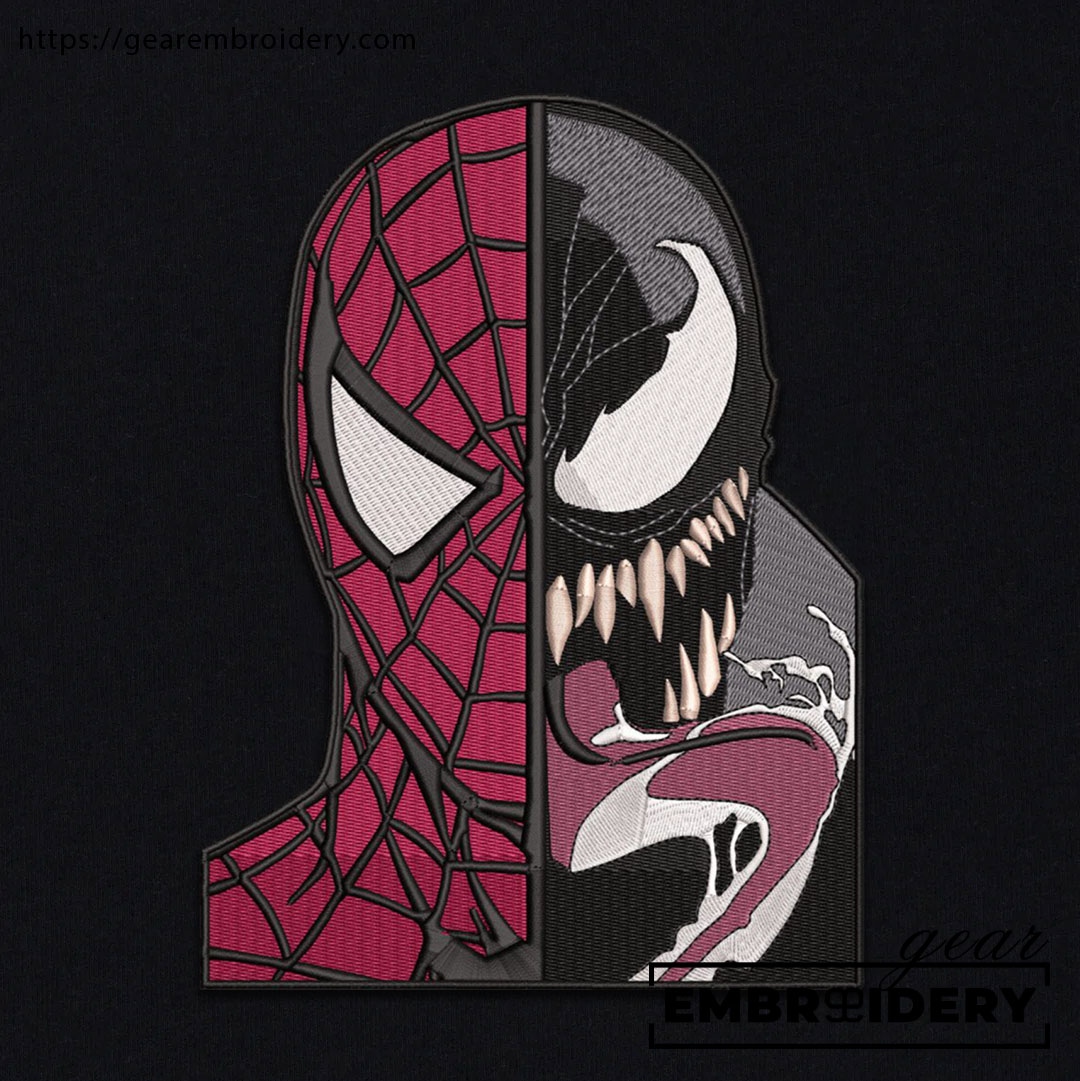 Spiderman x venom spiderman superhero Embroidered Personalized Embroidered T Shirt Sweatshirt Hoodie Clothing SPH071
