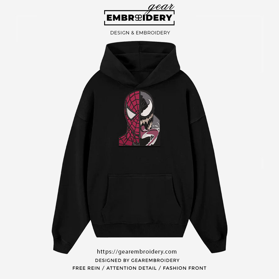 Spiderman x venom spiderman superhero Embroidered Personalized Embroidered T Shirt Sweatshirt Hoodie Clothing SPH071