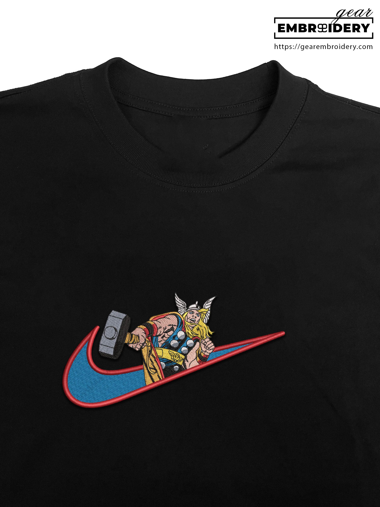 Thor swoosh thor superhero Embroidered Personalized Embroidered T Shirt Sweatshirt Hoodie Clothing SPH078