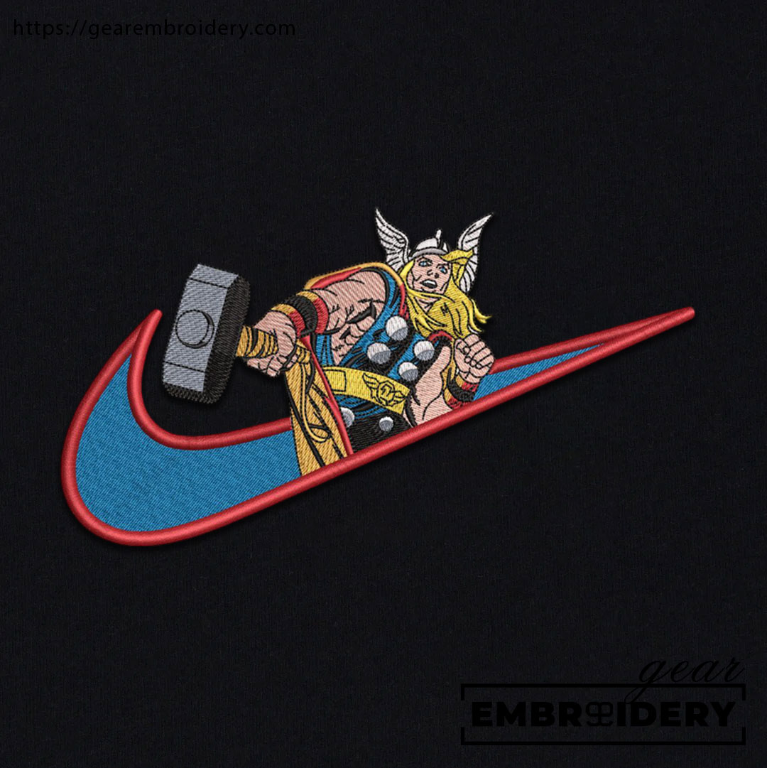 Thor swoosh thor superhero Embroidered Personalized Embroidered T Shirt Sweatshirt Hoodie Clothing SPH078