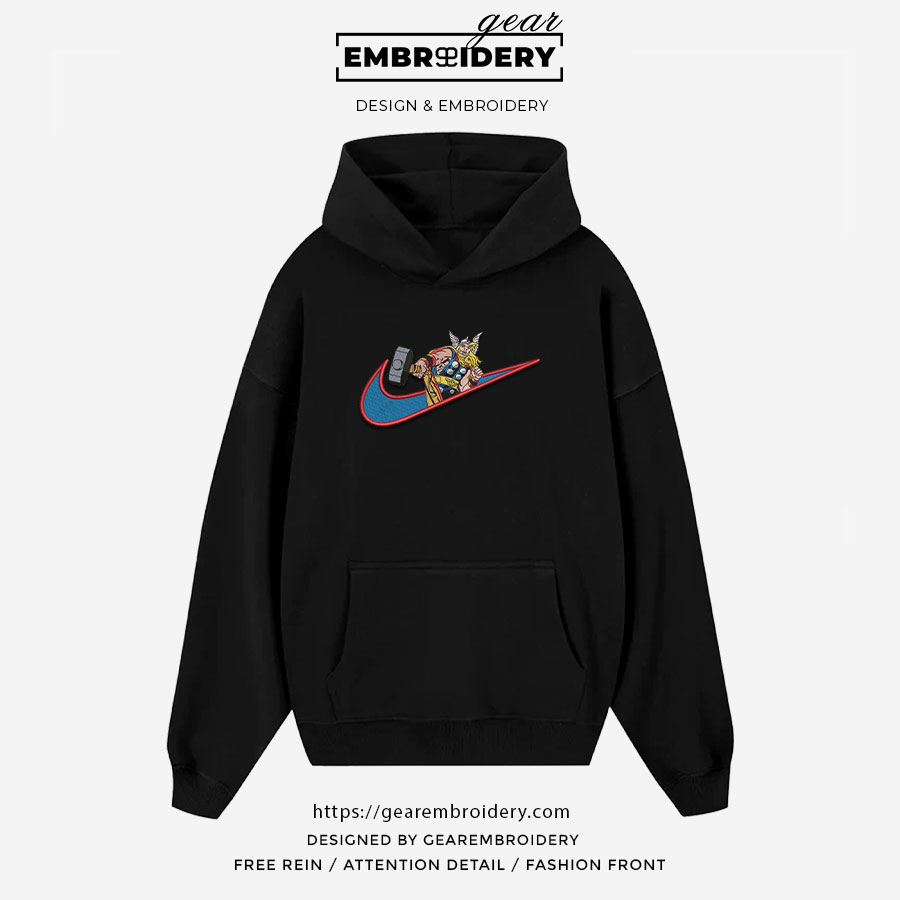Thor swoosh thor superhero Embroidered Personalized Embroidered T Shirt Sweatshirt Hoodie Clothing SPH078
