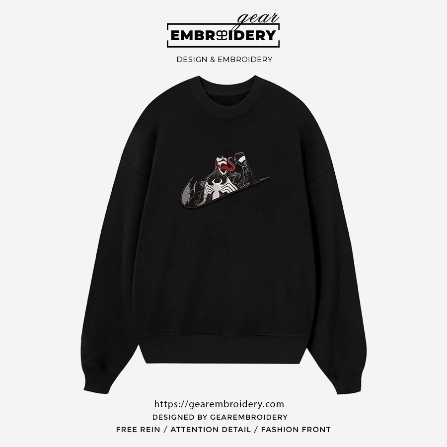 Venom swoosh venom superhero Embroidered Personalized Embroidered T Shirt Sweatshirt Hoodie Clothing SPH085