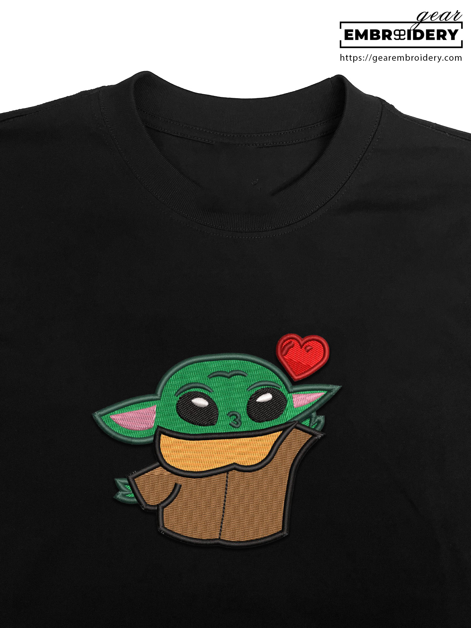 Baby yoda heart star wars Embroidered Personalized Embroidered T Shirt Sweatshirt Hoodie Clothing MS002