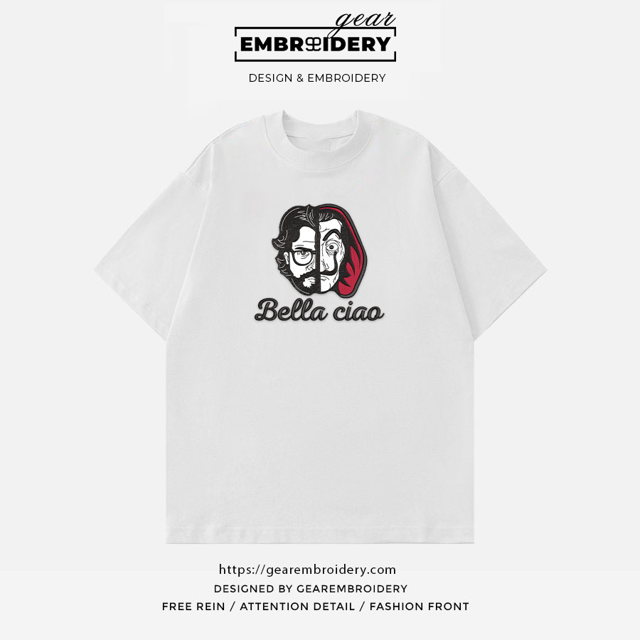 Bella ciao money heist Embroidered Personalized Embroidered T Shirt Sweatshirt Hoodie Clothing MS005