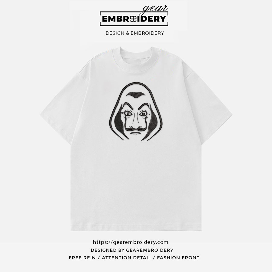 Dali mask money heist Embroidered Personalized Embroidered T Shirt Sweatshirt Hoodie Clothing MS008