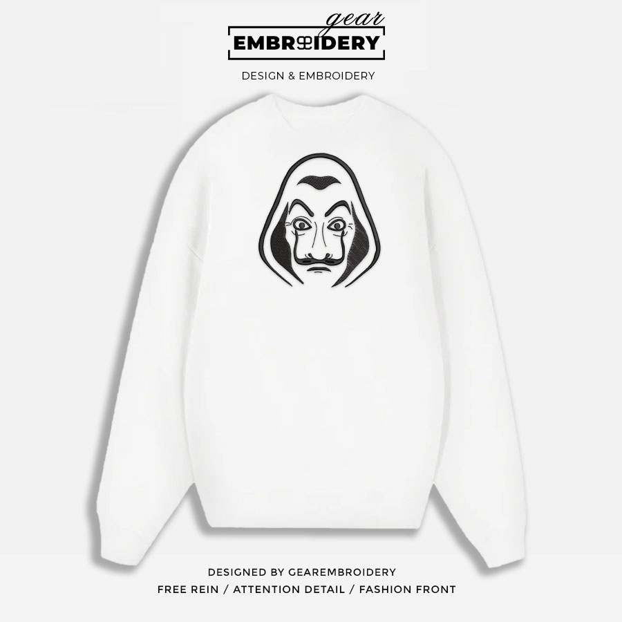Dali mask money heist Embroidered Personalized Embroidered T Shirt Sweatshirt Hoodie Clothing MS008