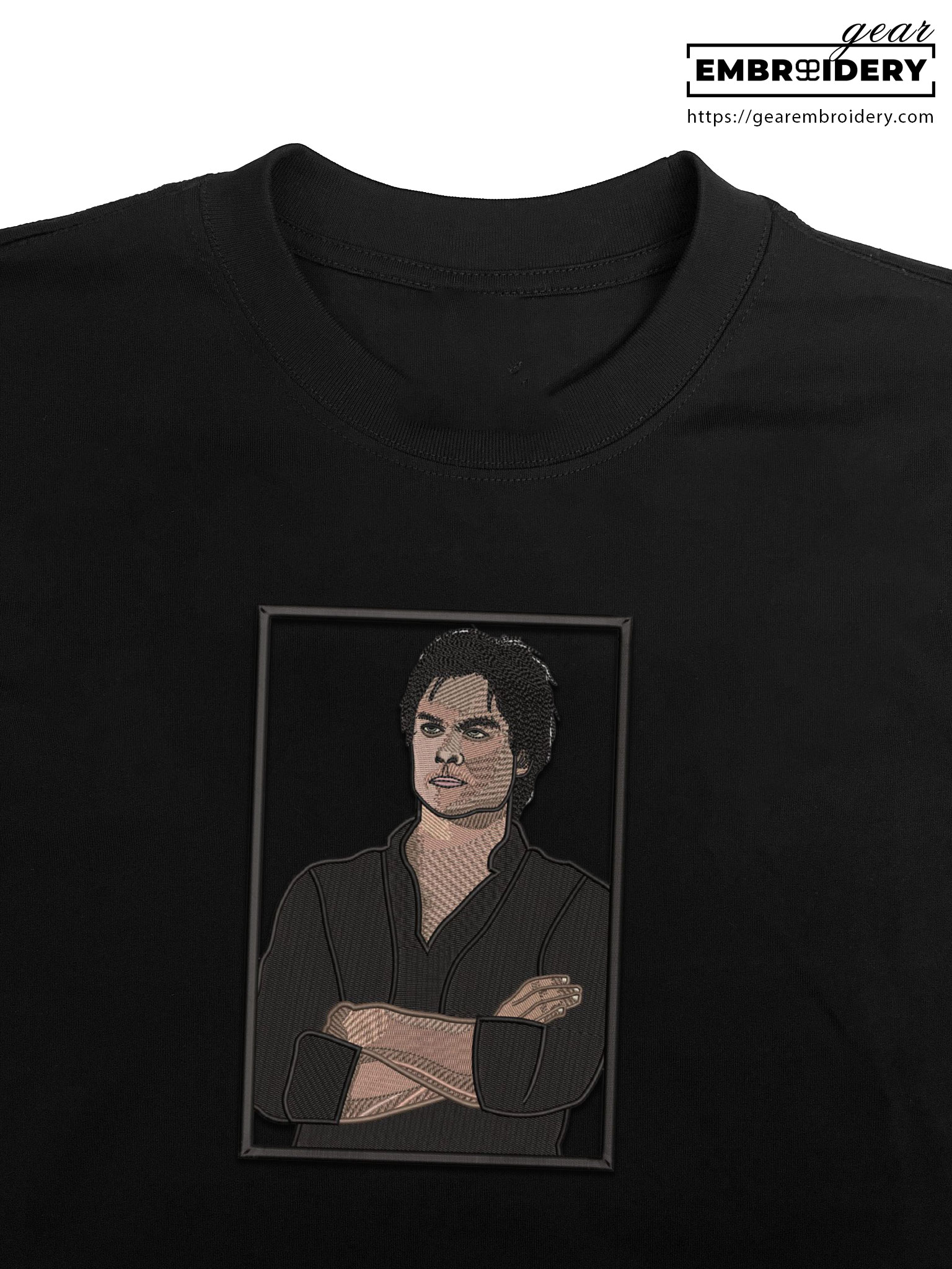 Damon salvatore the vampire diaries Embroidered Personalized Embroidered T Shirt Sweatshirt Hoodie Clothing MS009