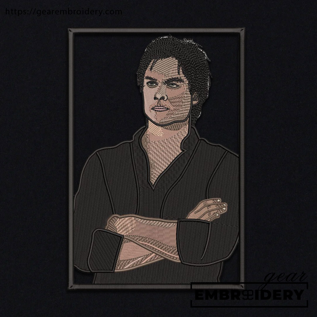 Damon salvatore the vampire diaries Embroidered Personalized Embroidered T Shirt Sweatshirt Hoodie Clothing MS009