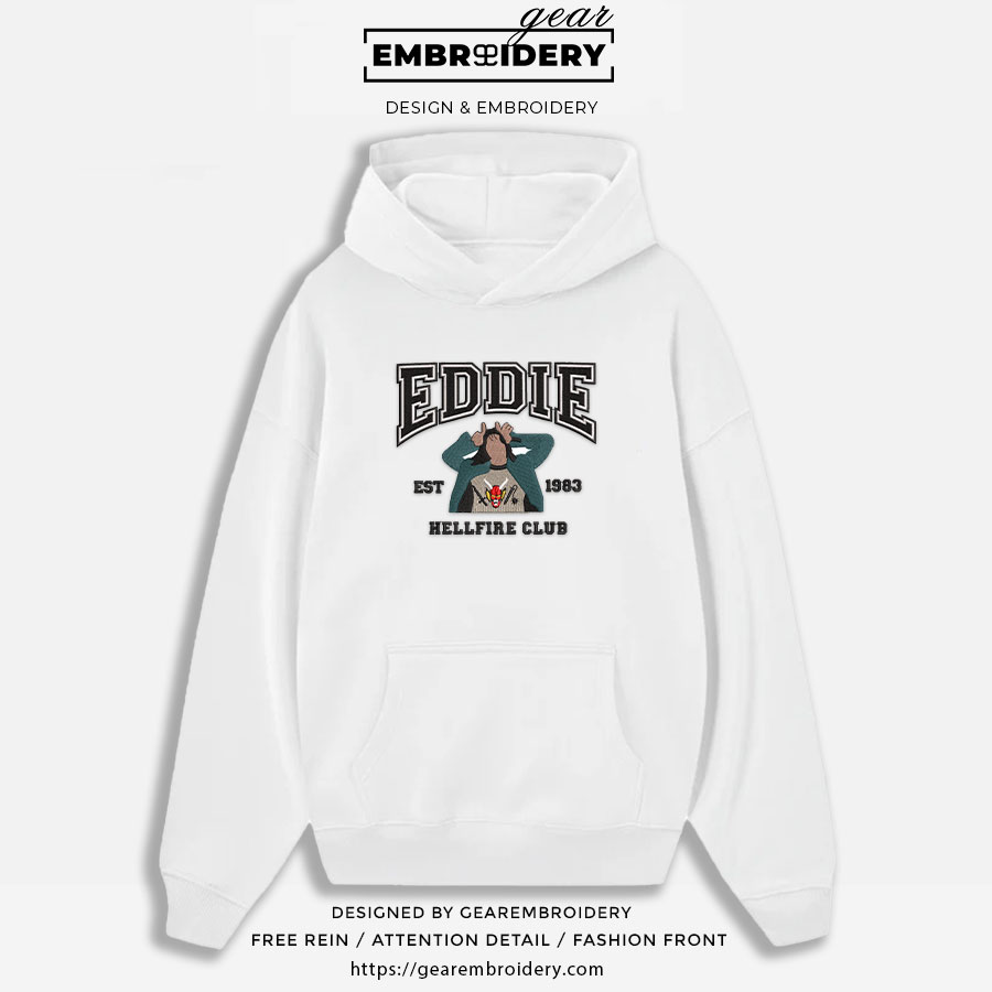 Eddie hellfire club stranger things Embroidered Personalized Embroidered T Shirt Sweatshirt Hoodie Clothing MS013