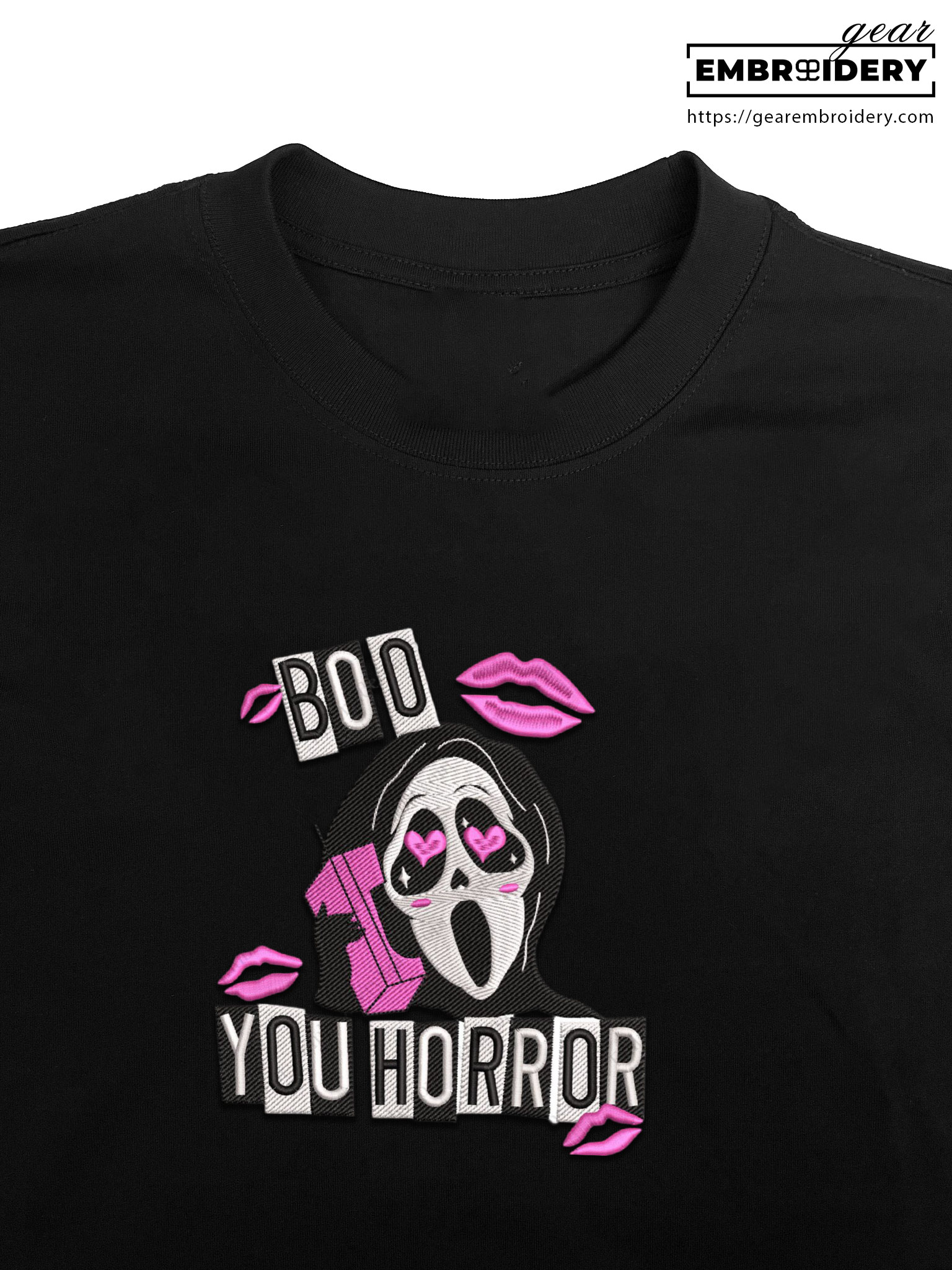 Ghostface boo scream Embroidered Personalized Embroidered T Shirt Sweatshirt Hoodie Clothing MS016