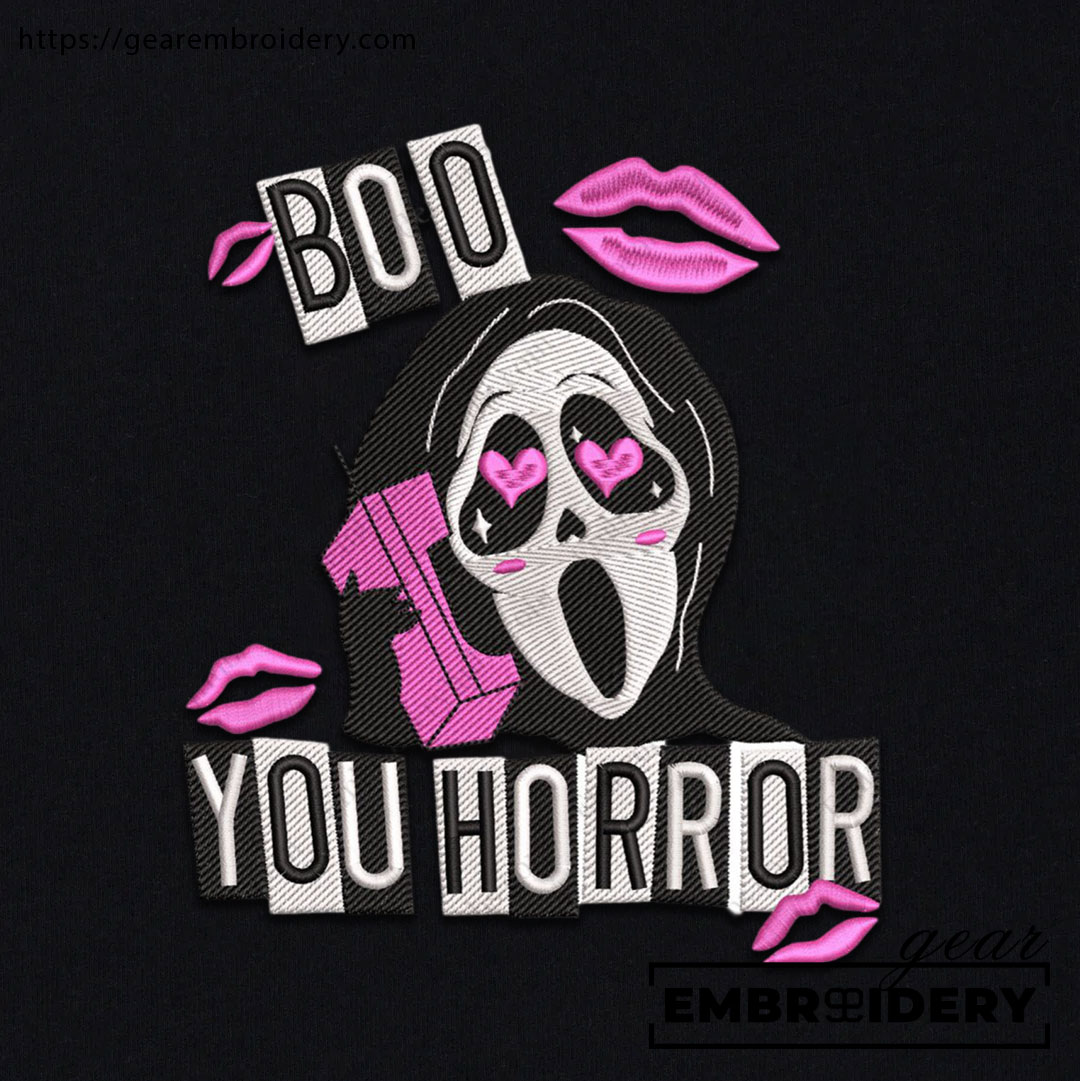 Ghostface boo scream Embroidered Personalized Embroidered T Shirt Sweatshirt Hoodie Clothing MS016