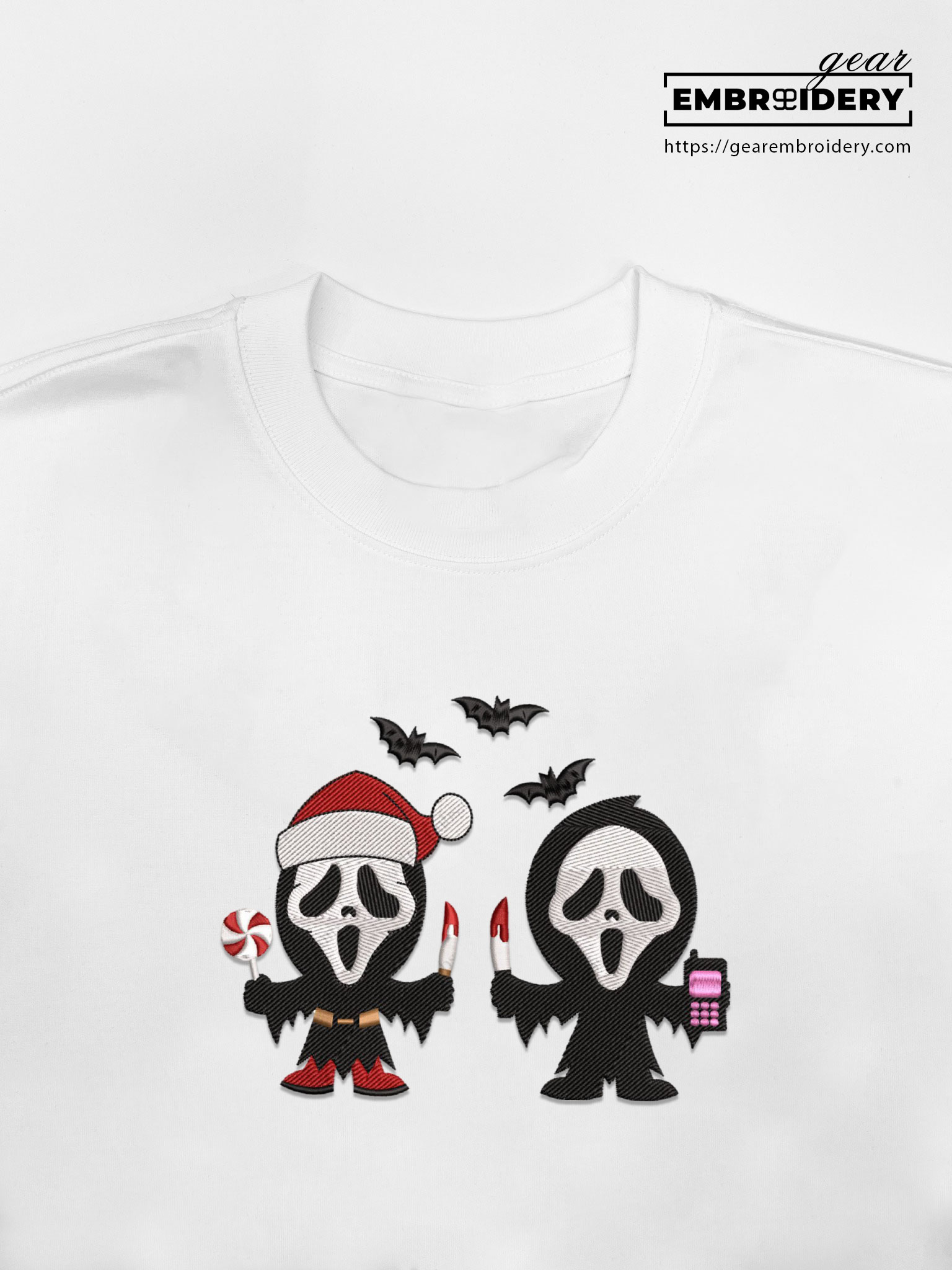 Ghostface christmas scream Embroidered Personalized Embroidered T Shirt Sweatshirt Hoodie Clothing MS017