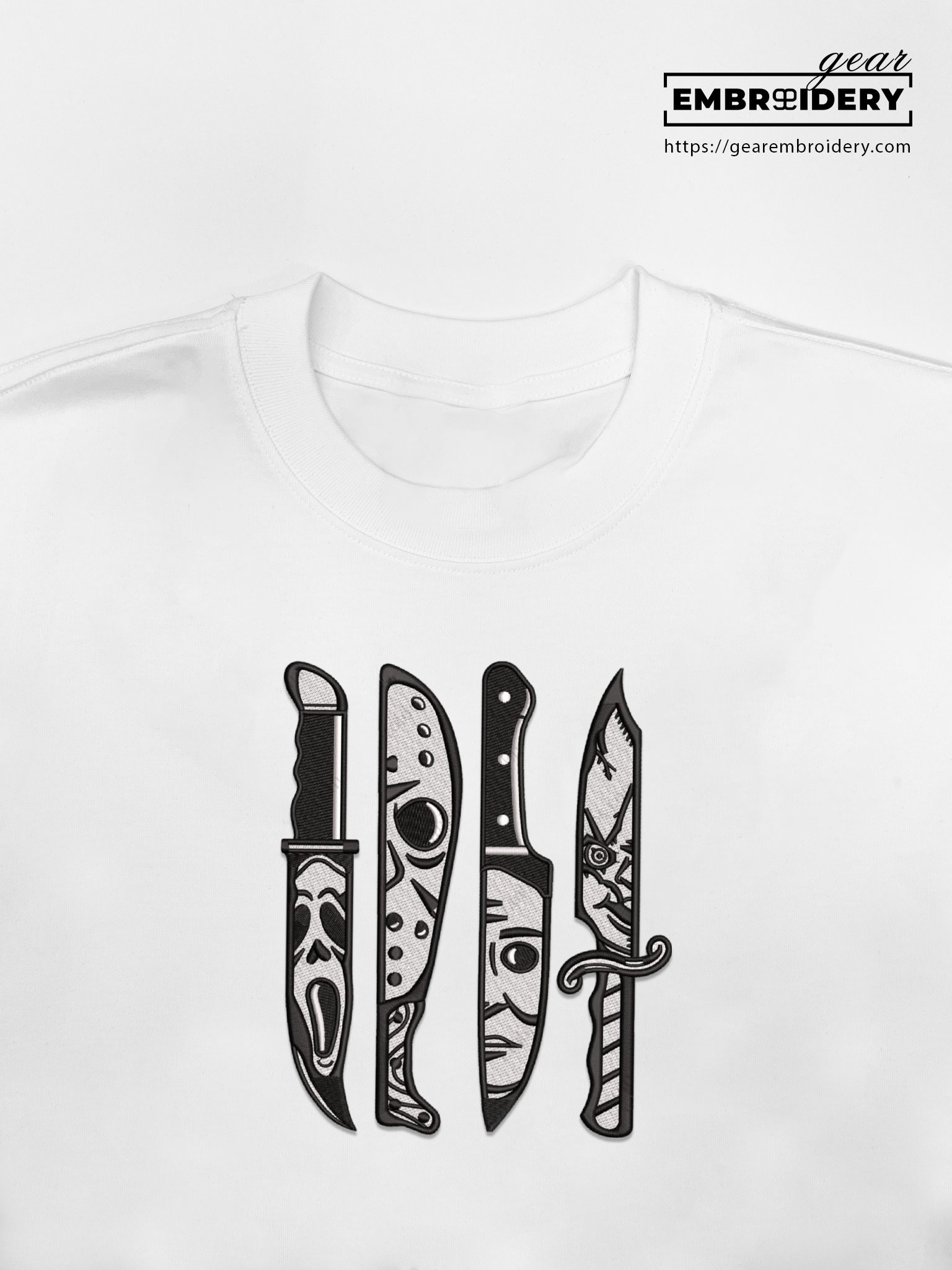 Ghostface knives scream Embroidered Personalized Embroidered T Shirt Sweatshirt Hoodie Clothing MS021