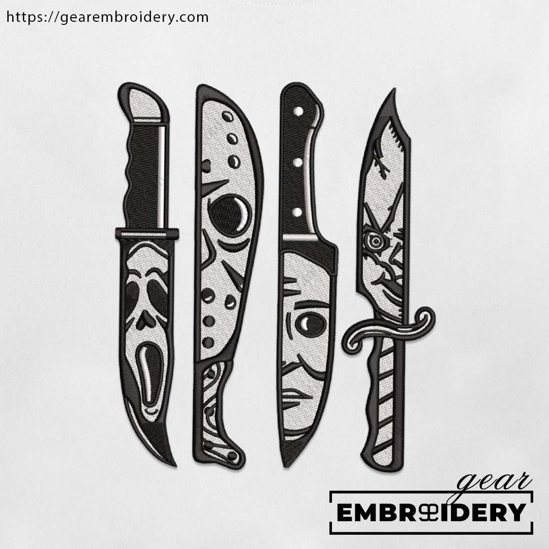 Ghostface knives scream Embroidered Personalized Embroidered T Shirt Sweatshirt Hoodie Clothing MS021