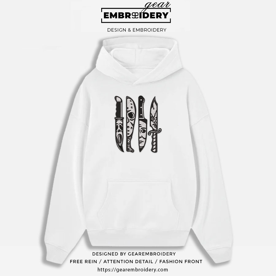 Ghostface knives scream Embroidered Personalized Embroidered T Shirt Sweatshirt Hoodie Clothing MS021