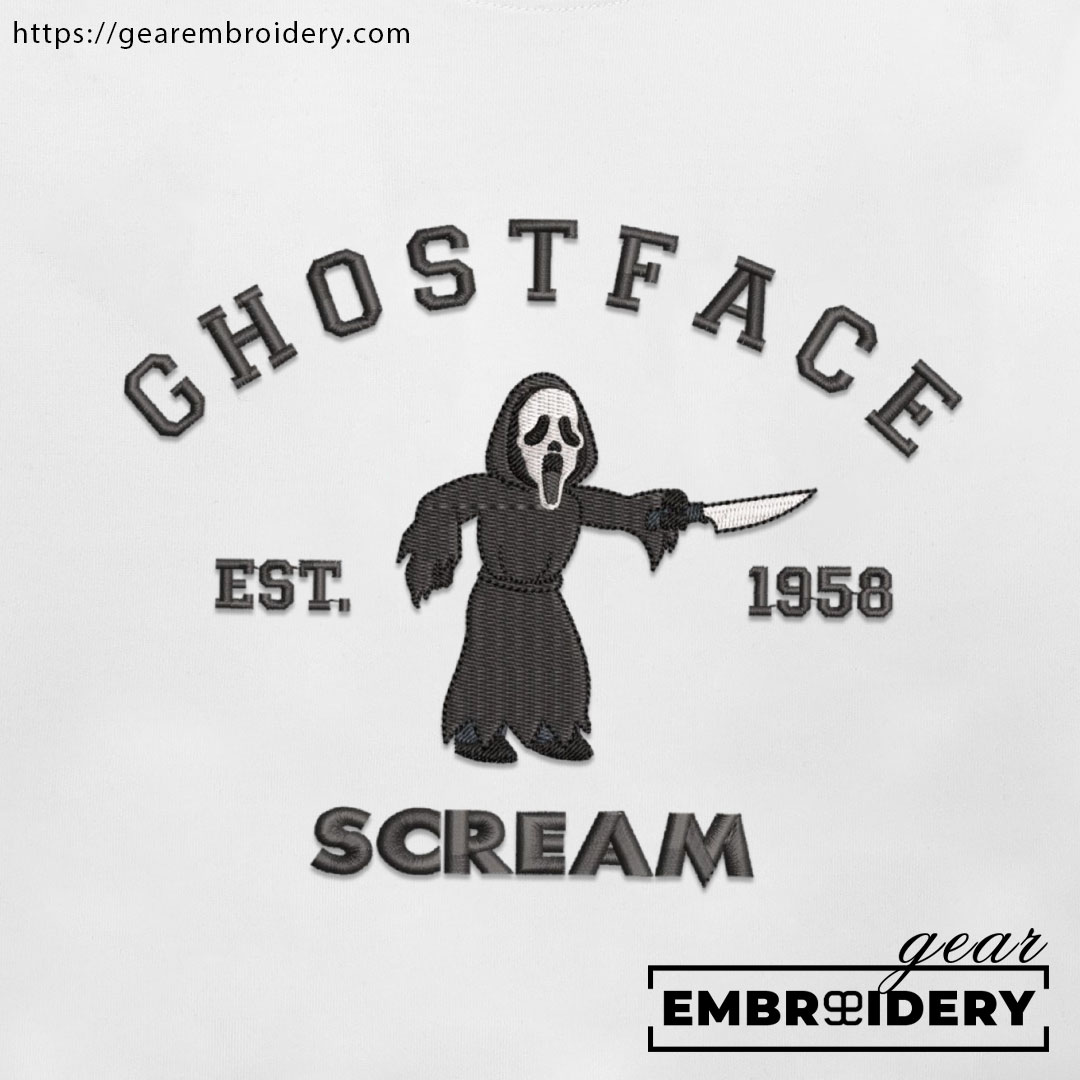 Ghostface scream Embroidered Personalized Embroidered T Shirt Sweatshirt Hoodie Clothing MS018