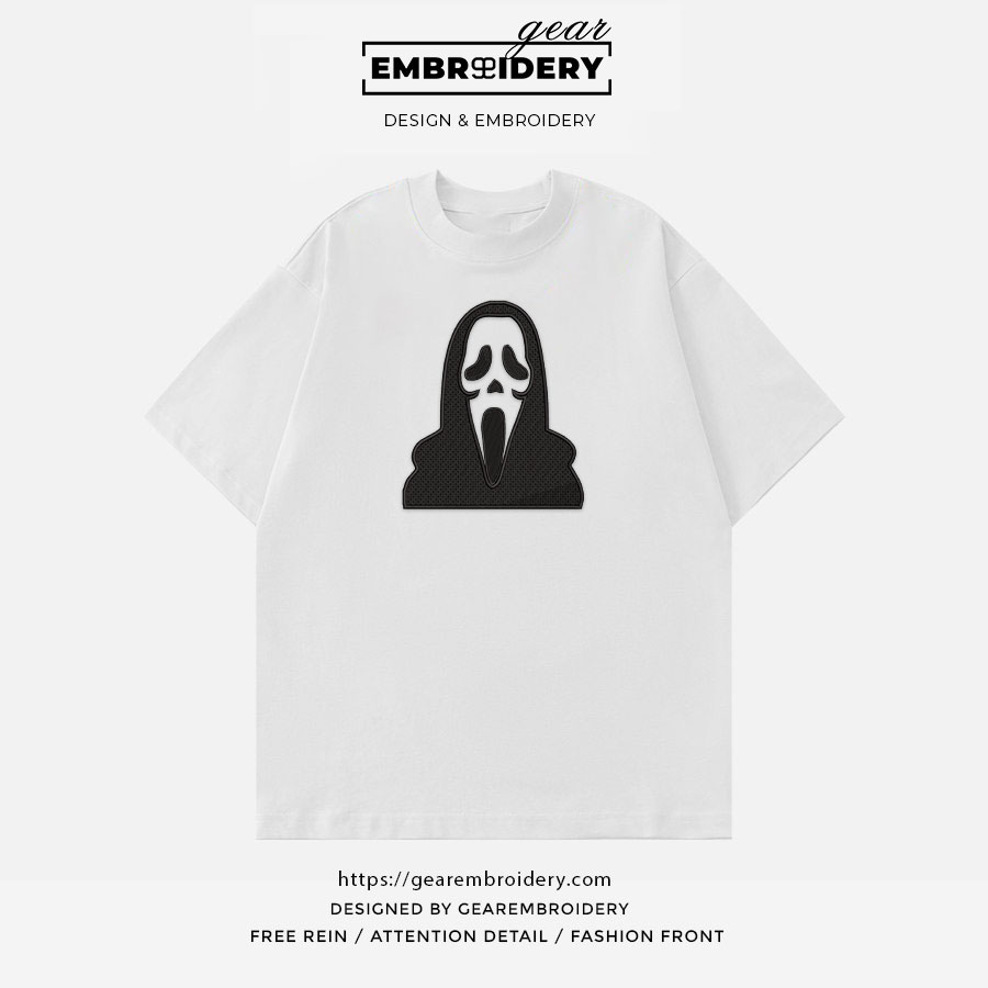Ghostface scream Embroidered Personalized Embroidered T Shirt Sweatshirt Hoodie Clothing MS019