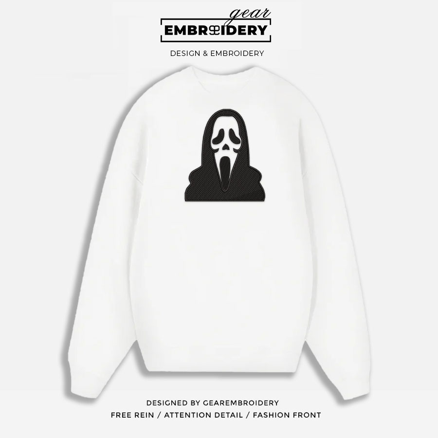 Ghostface scream Embroidered Personalized Embroidered T Shirt Sweatshirt Hoodie Clothing MS019