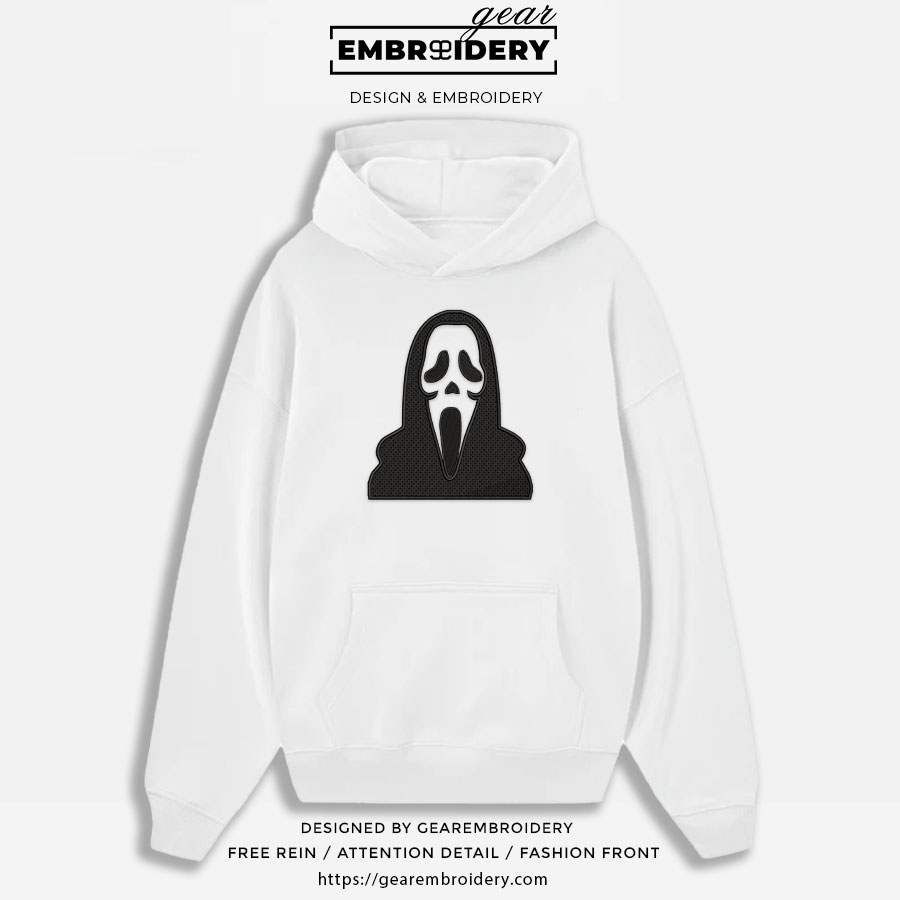 Ghostface scream Embroidered Personalized Embroidered T Shirt Sweatshirt Hoodie Clothing MS019