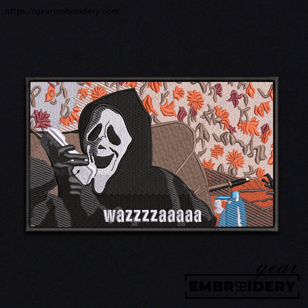 Ghostface wazza scream Embroidered Personalized Embroidered T Shirt Sweatshirt Hoodie Clothing MS024